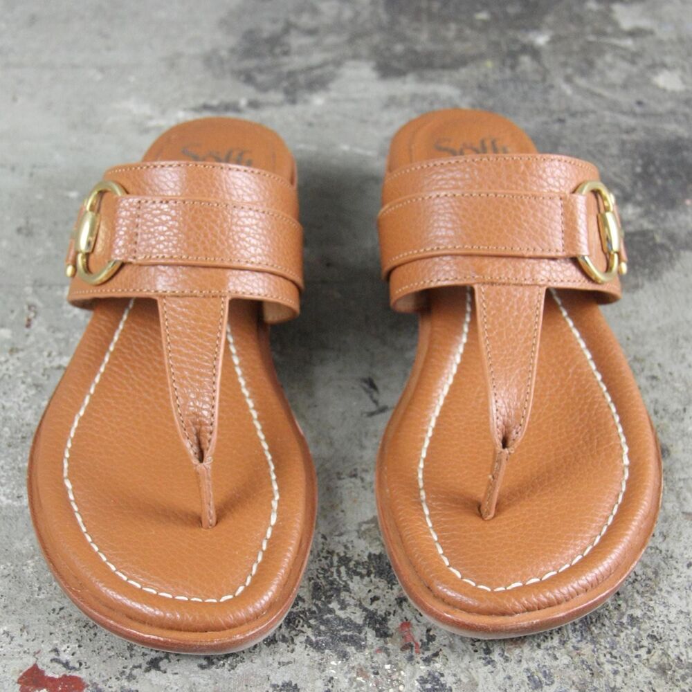 Sofft Fernanda Cognac Brown Slip-On Thong Sandals, ladies size 7.5M - Picture 2 of 8